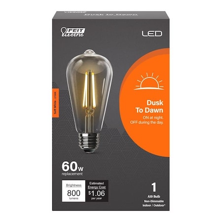 Feit Electric Feit ST19 E26 (Medium) LED Dusk to Dawn Bulb Soft White 60 Watt Equivalence 1 pk ST19C927CADDFLD
